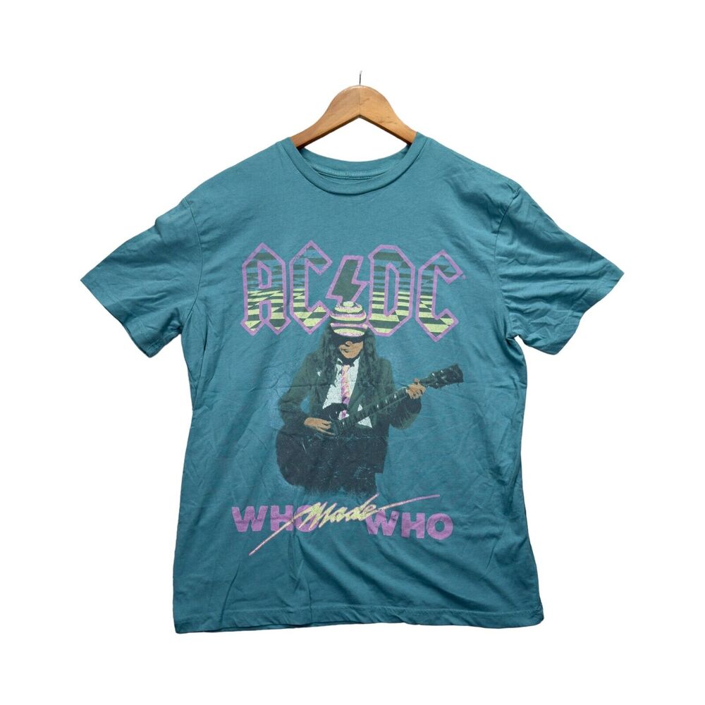 AC/DC Who Made Who North American Tour 1986 T-Shirt Men's Rock Music Blue sz L